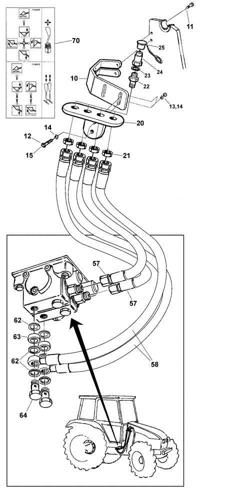 Схема запчастей Case IH LX760 - (35.525.AA[03]) - VAR - 717518006 - HYDRAULIC HOSE KIT (35) - HYDRAULIC SYSTEMS