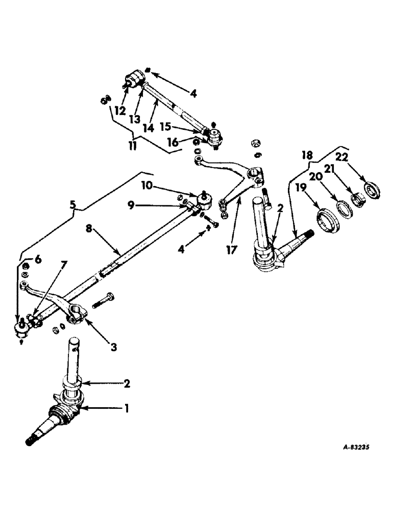 Схема запчастей Case IH B414 - (100) - STEERING MECHANISM, STEERING KNUCKLES AND TIE ROD, FOR TRACTORS W/O POWER STEERING Steering Mechanism