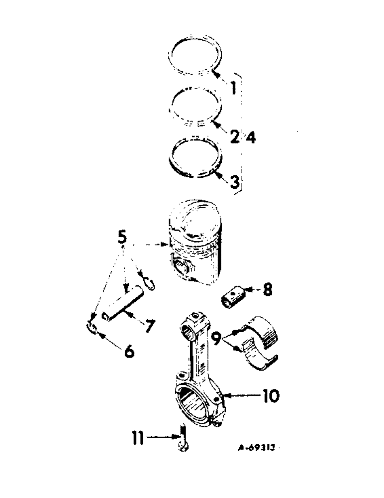 Схема запчастей Case IH 414 - (271) - CONNECTING RODS AND PISTONS, C-263, SERIAL NUMBERS 40552 AND ABOVE (10) - ENGINE