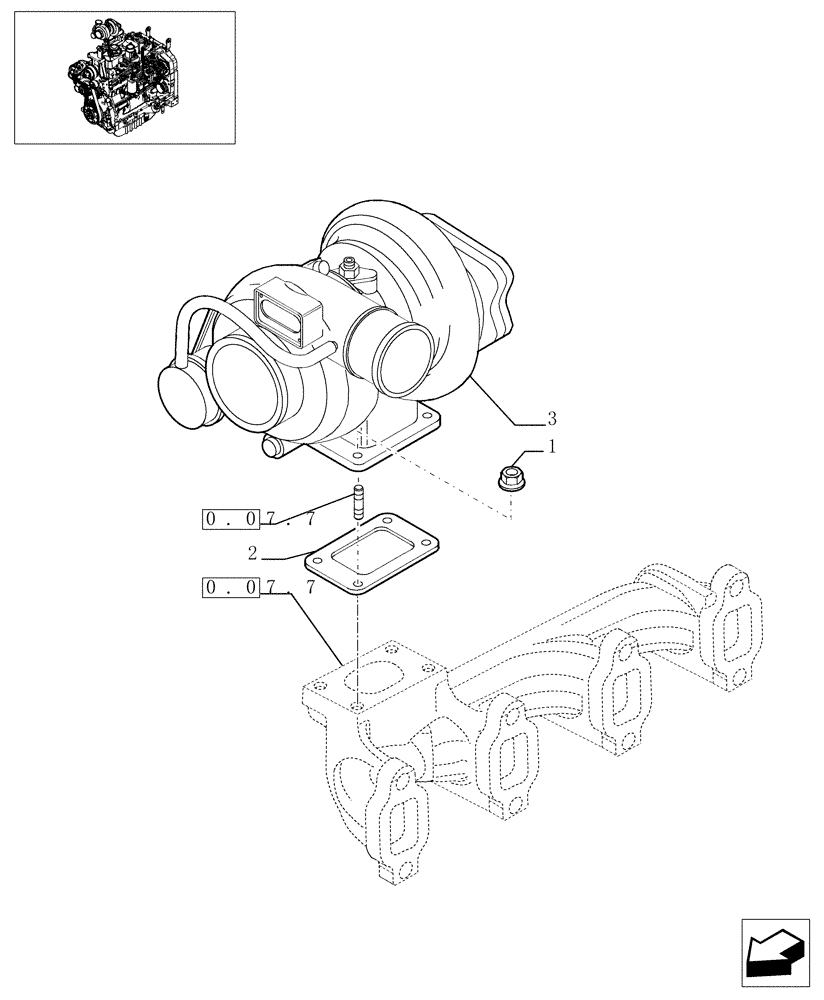 Схема запчастей Case IH JX1100U - (0.24.0/01) - TURBOCHARGER (01) - ENGINE