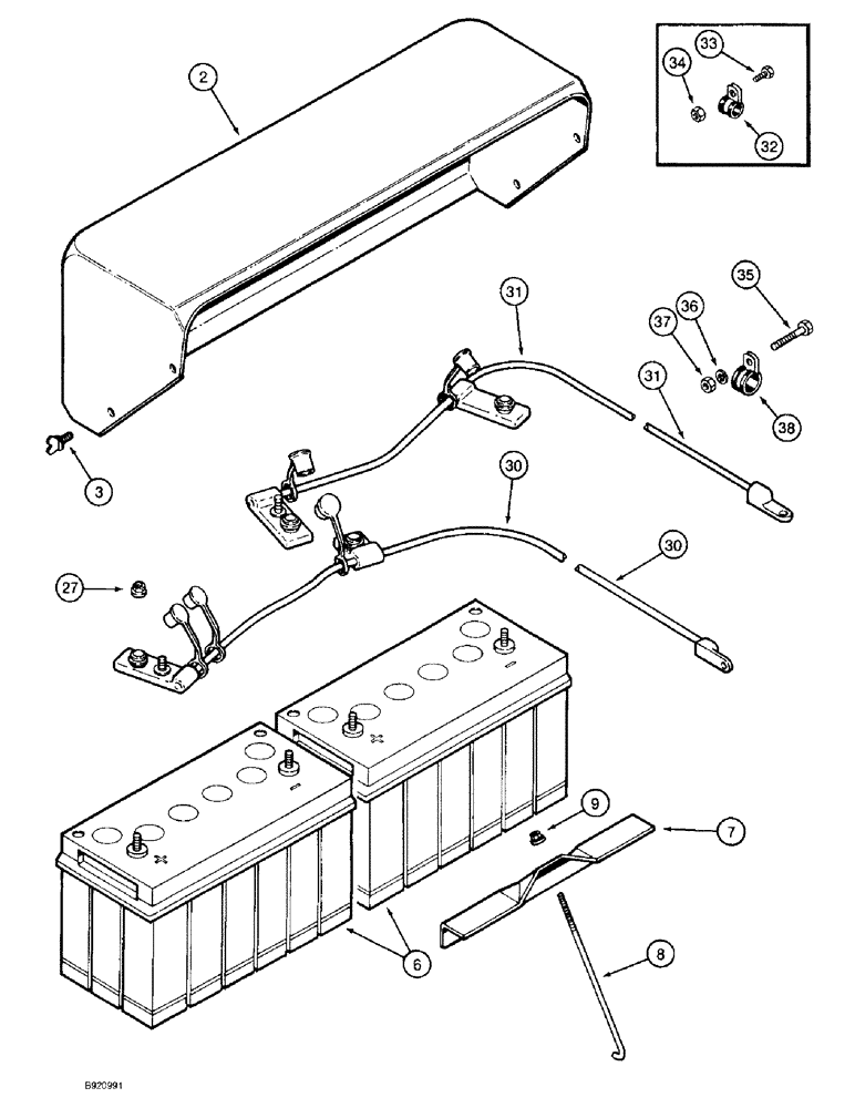 Схема запчастей Case IH 2022 - (4-44) - BATTERY COVER, BATTERY AND CABLES (06) - ELECTRICAL SYSTEMS