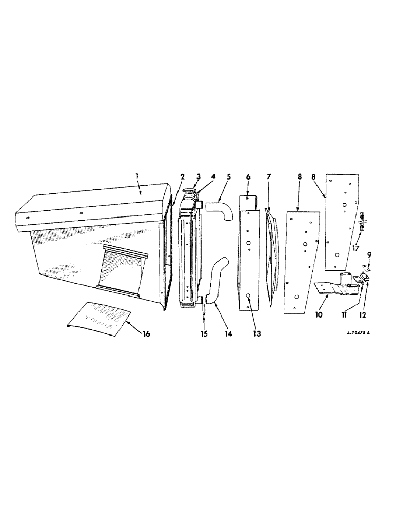 Схема запчастей Case IH 414 - (387) - RADIATOR, RADIATOR SUPPORTS AND SCREEN (10) - ENGINE