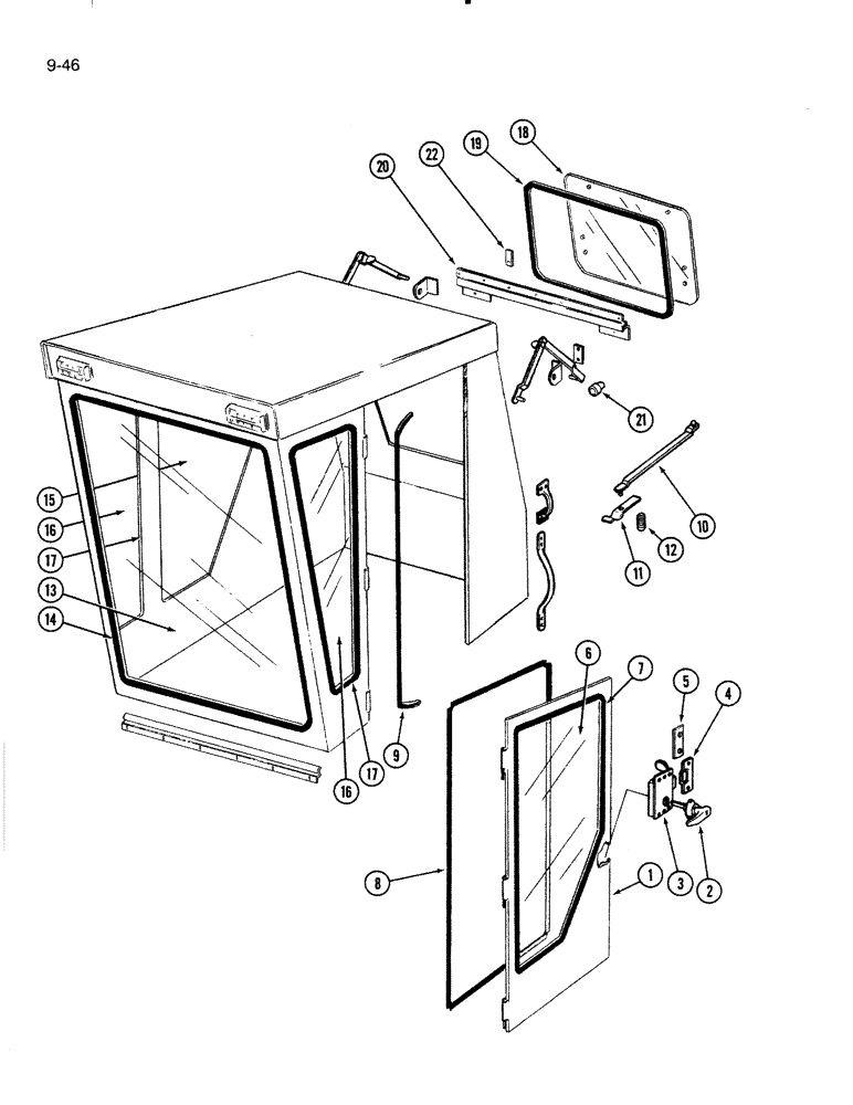 Схема запчастей Case IH 4000 - (9-46) - OPERATORS CAB GLASS AND DOOR (09) - CHASSIS/ATTACHMENTS