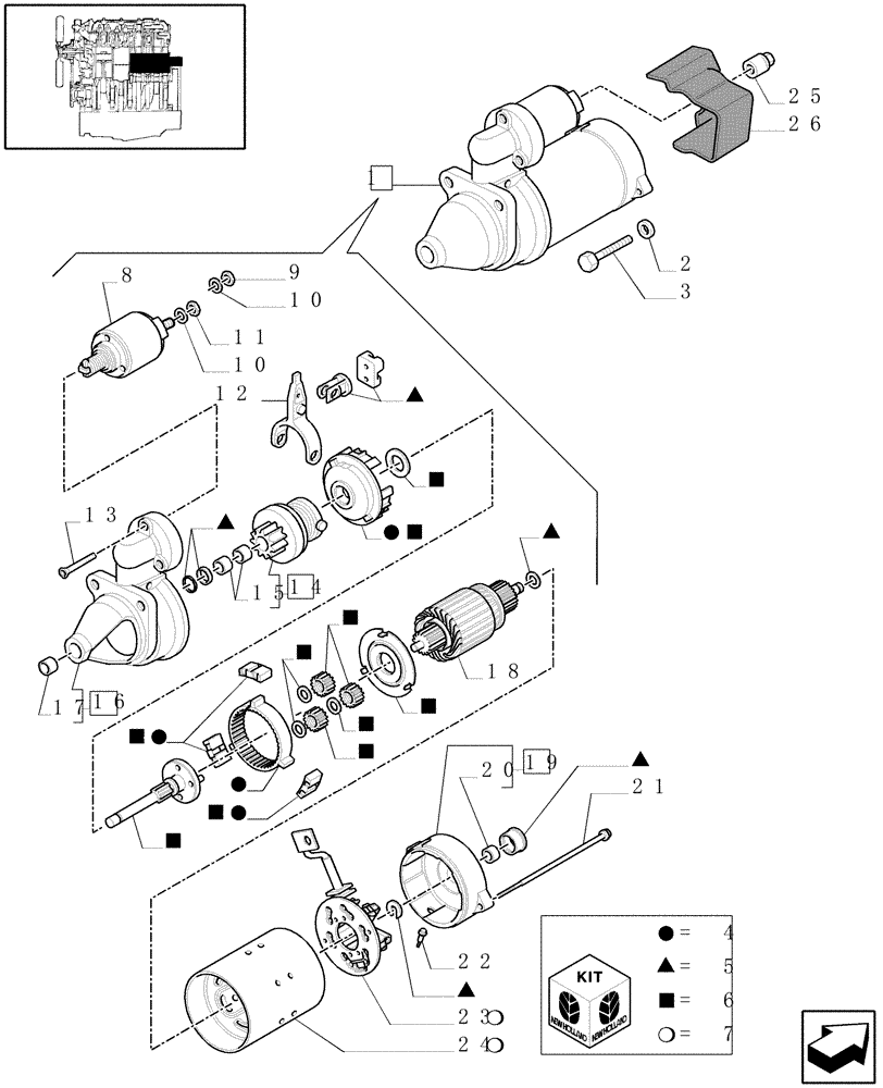 Схема запчастей Case IH 8045.06.406 - (0.36.0/A) - STARTER ATTACHING GROUP (500378775) 