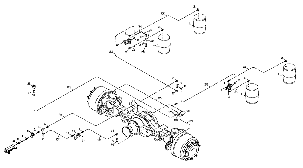 Схема запчастей Case IH AUSTOFT - (B06[03]) - AIR SUSPENSION, DIFF LOCK, BREATHER Hydraulic Components & Circuits