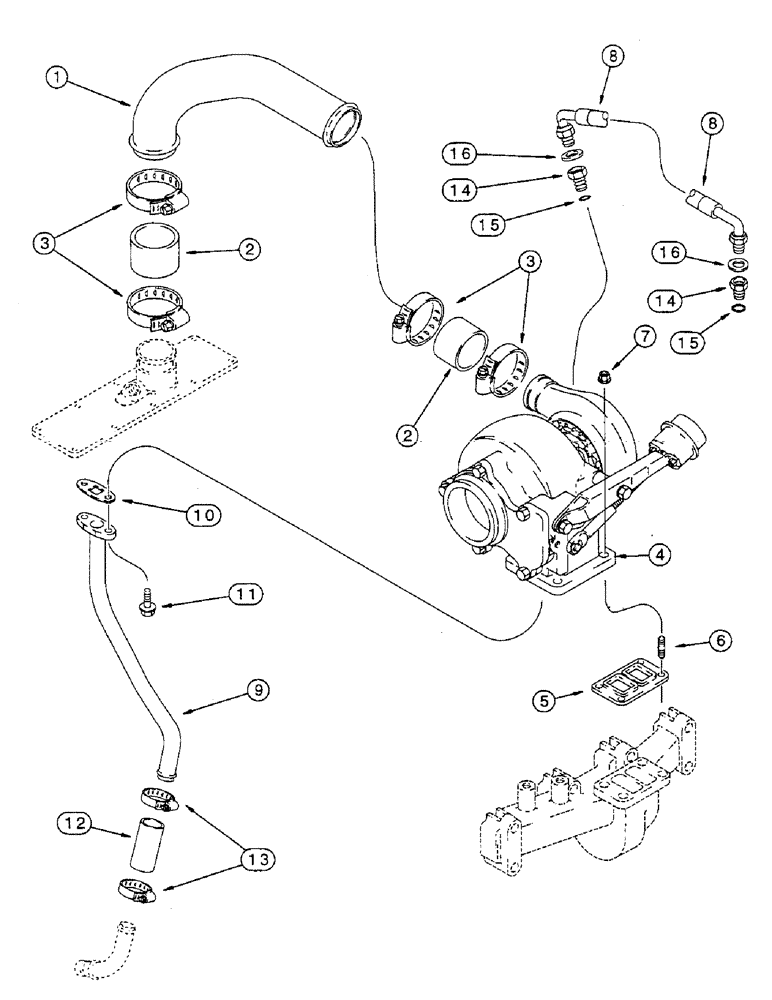 Схема запчастей Case IH 8825 - (10-14) - TURBOCHARGER SYSTEM, 4T-390 EMISSIONS CERTIFIED ENGINE (02) - ENGINE