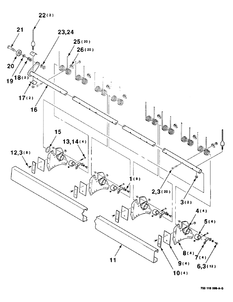 Схема запчастей Case IH 8830 - (4-14) - REEL BAT AND TINE TUBE ASSEMBLY, 14 FOOT, TINE TUBE ASSEMBLY B (09) - CHASSIS