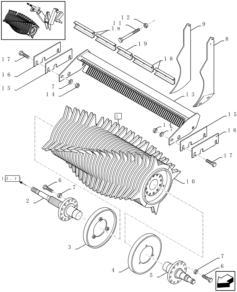 Схема запчастей Case IH LBX331R - (13.16[01]) - ROTOR (13) - FEEDER