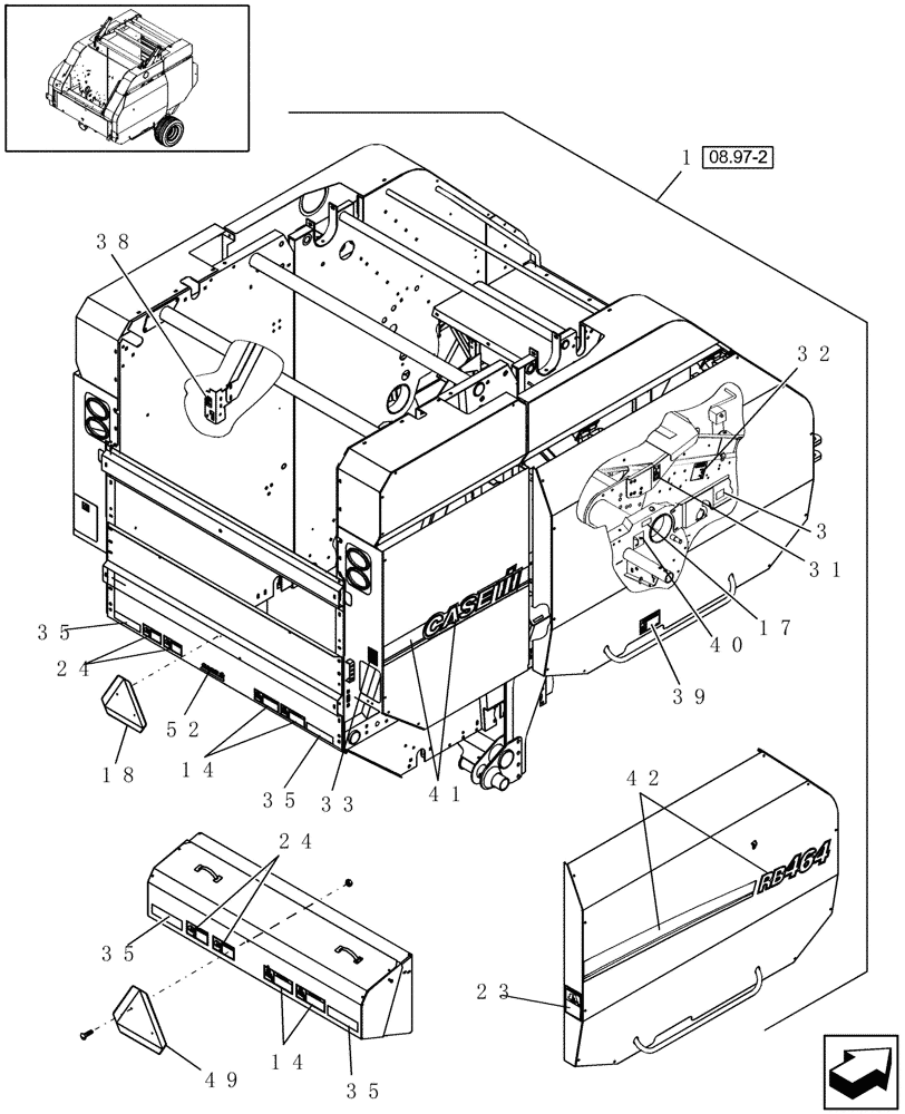 Схема запчастей Case IH RB464 - (08.97[1]) - DECALS, RH, NORTH AMERICA (08) - SHEET METAL/DECALS