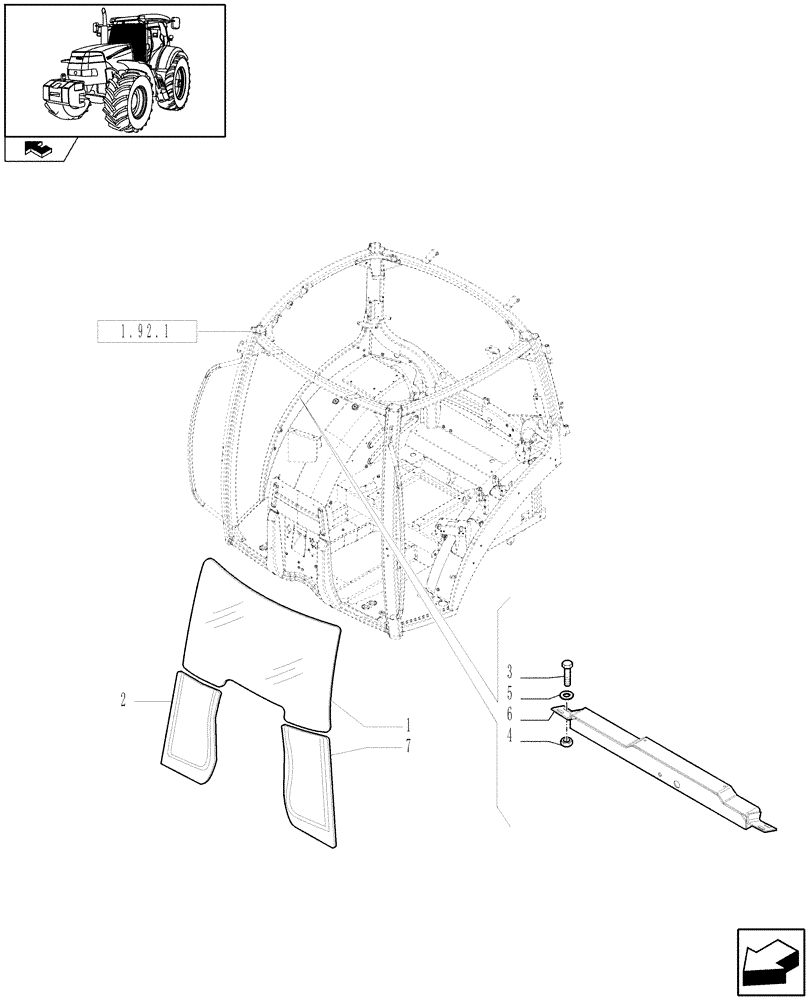 Схема запчастей Case IH PUMA 180 - (1.92.3) - WINDSHIELD AND RELATED PARTS (10) - OPERATORS PLATFORM/CAB