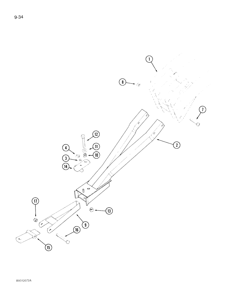 Схема запчастей Case IH 1840 - (9-34) - TANK HITCH, WITHOUT ASSIST WHEEL 