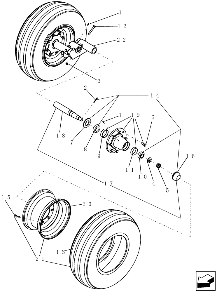 Схема запчастей Case IH 400 - (44.100.05) - 8 BOLT HUB AND SPINDLE - 45, 51 AND 57 INTERROW MODELS (44) - WHEELS