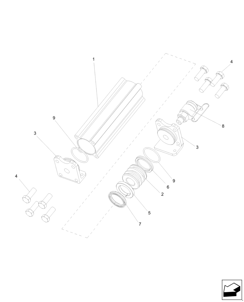 Схема запчастей Case IH A8800 - (55.662.AZ[05]) - HYDRAULIC CYLINDER (AUTOTRACKER) (A8800) - MY2012 (55) - ELECTRICAL SYSTEMS