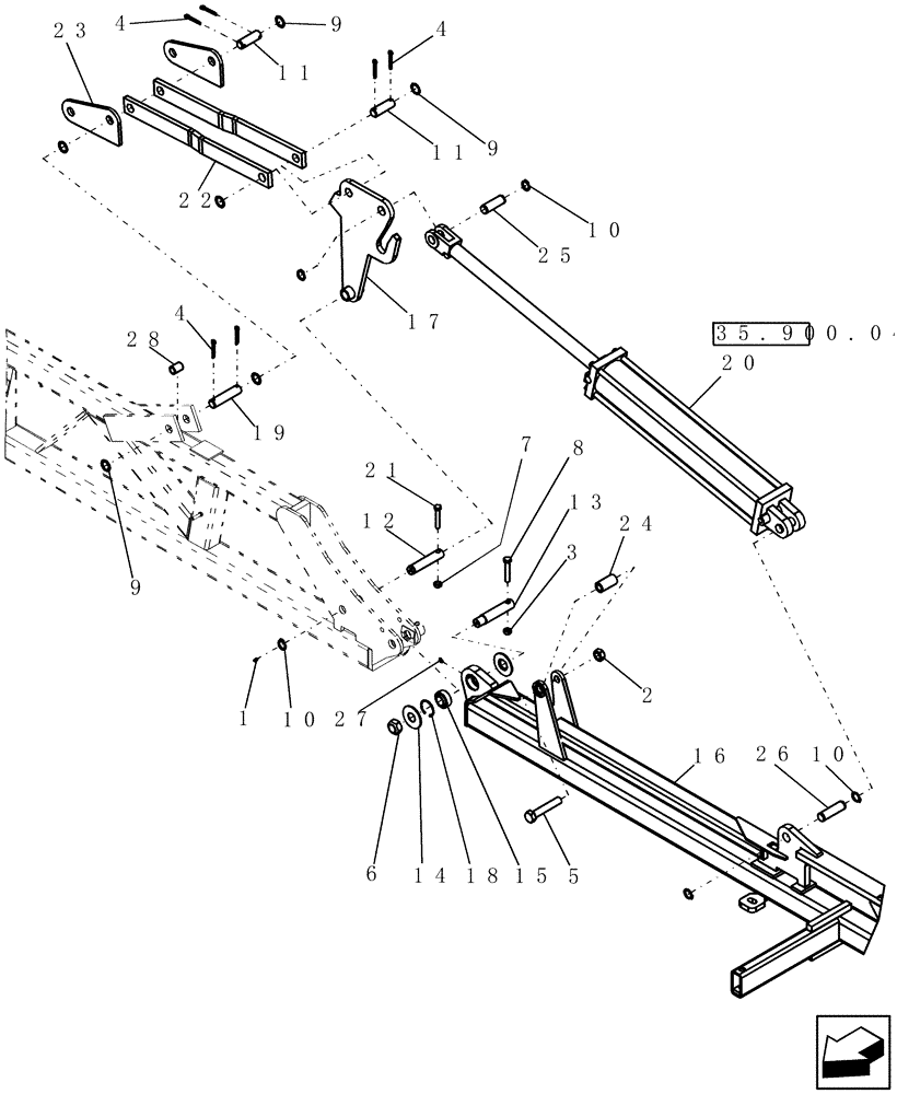 Схема запчастей Case IH 400 - (39.100.11) - 9 FIVE SECTION INNER WING (REAR) - 45 MODEL SHOWN (39) - FRAMES AND BALLASTING