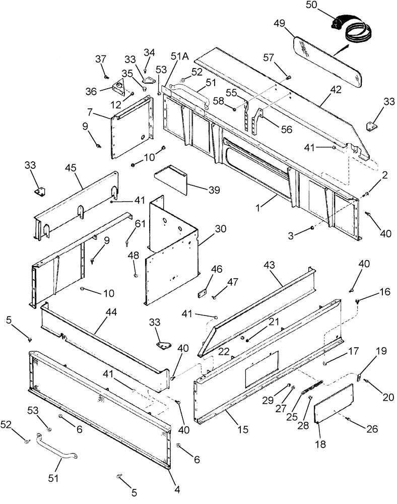 Схема запчастей Case IH 2388 - (09E-04) - GRAIN TANK EXTENSIONS (17) - GRAIN TANK & UNLOADER