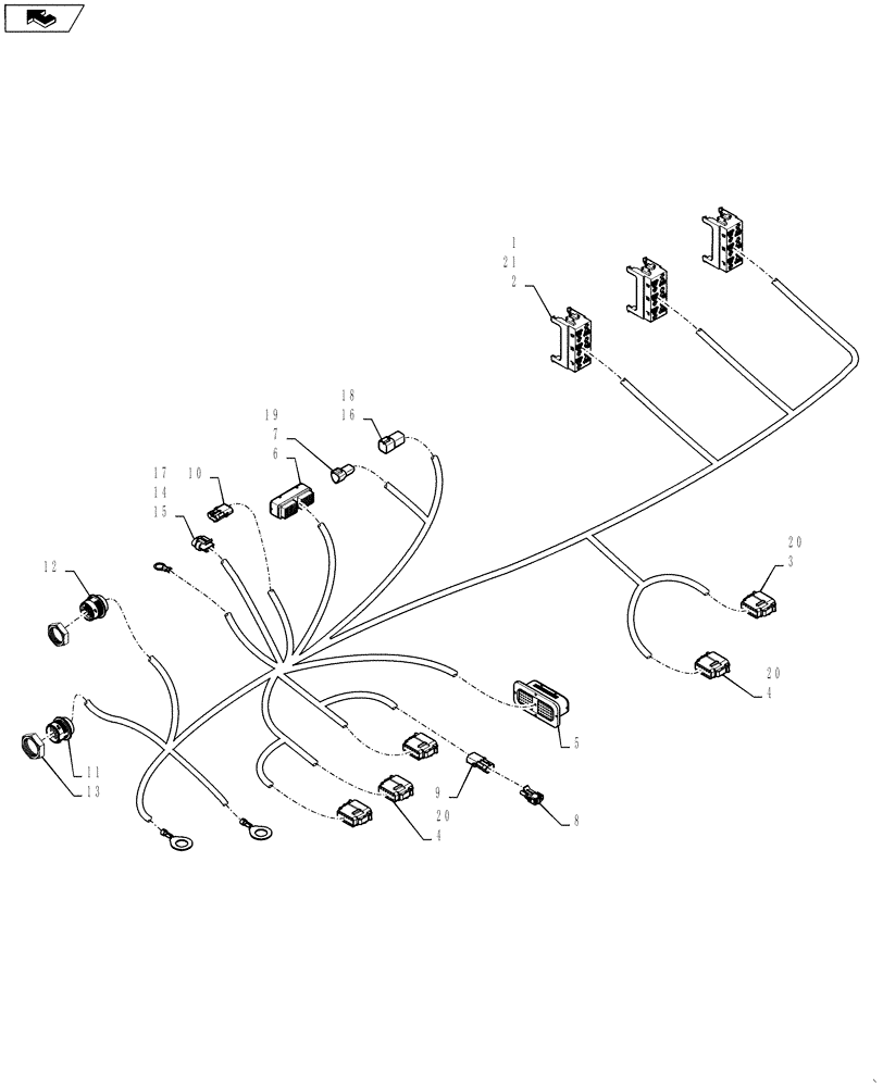 Схема запчастей Case IH 4420 - (12-074) - HARNESS RH, COMPARTMENT 87749305 (06) - ELECTRICAL