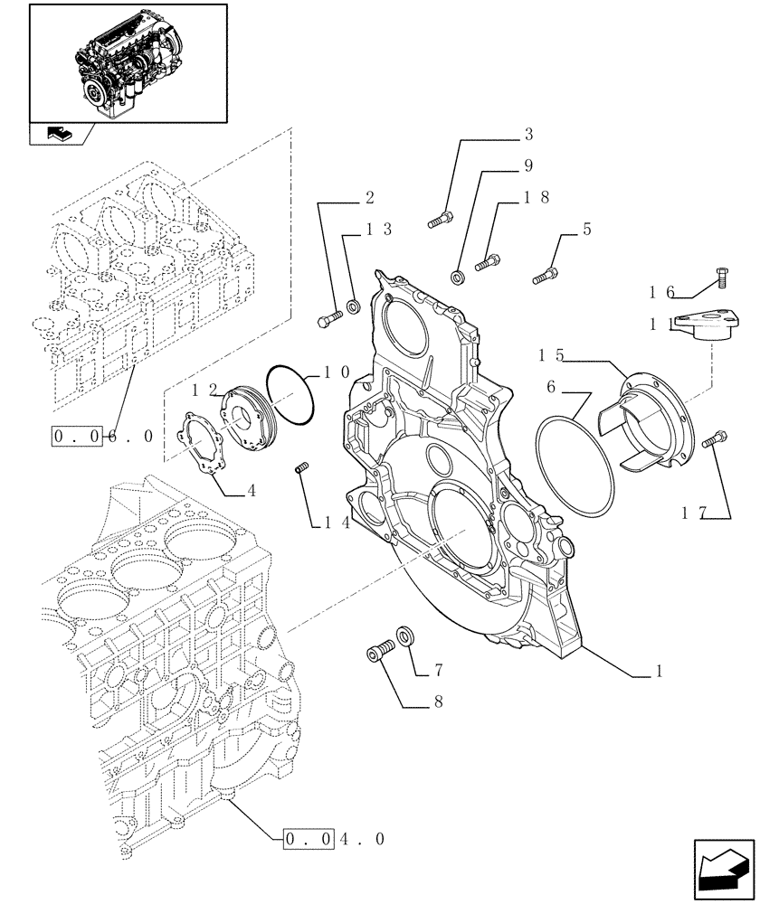 Схема запчастей Case IH F3CE0684C E002 - (0.04.3[01]) - FLYWHEEL CASE (504246687) 