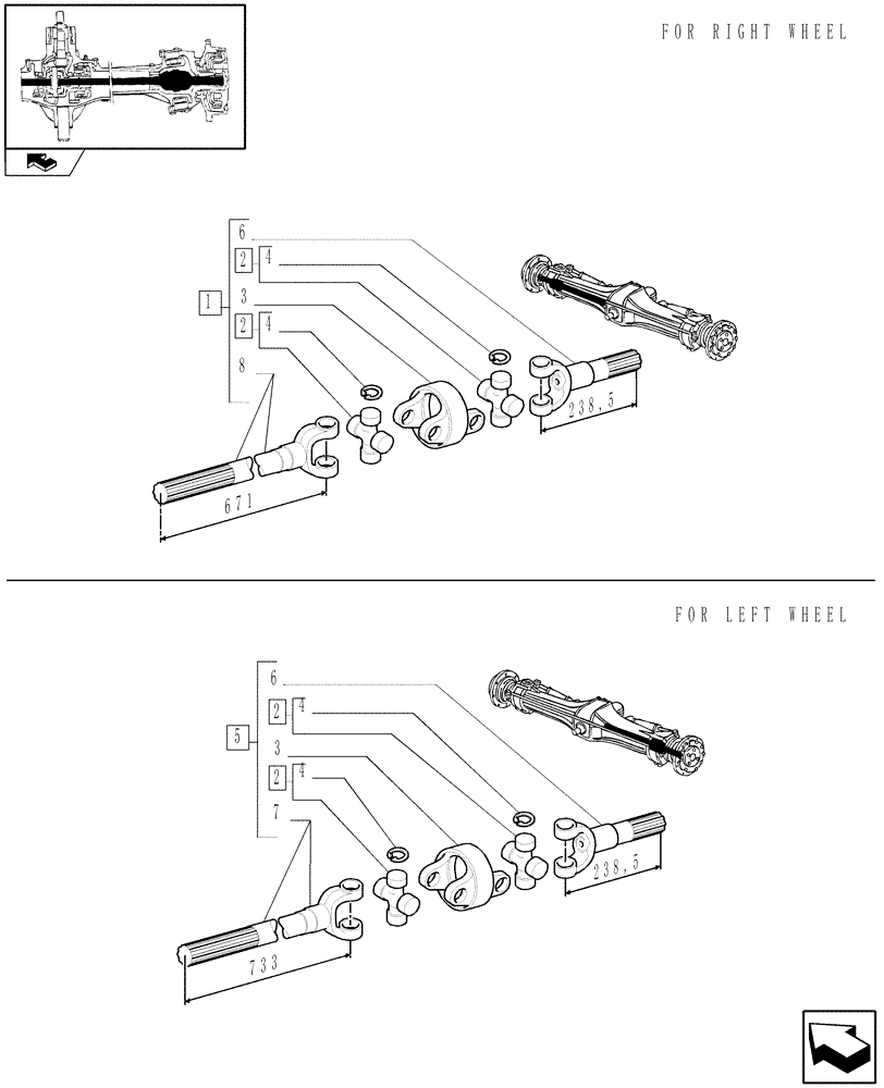 Схема запчастей Case IH PUMA 115 - (1.40. 9/10A[01A]) - SHAFT ARTICULATED - BREAKDOWN - D5954 - C6449 (VAR.330427) (04) - FRONT AXLE & STEERING