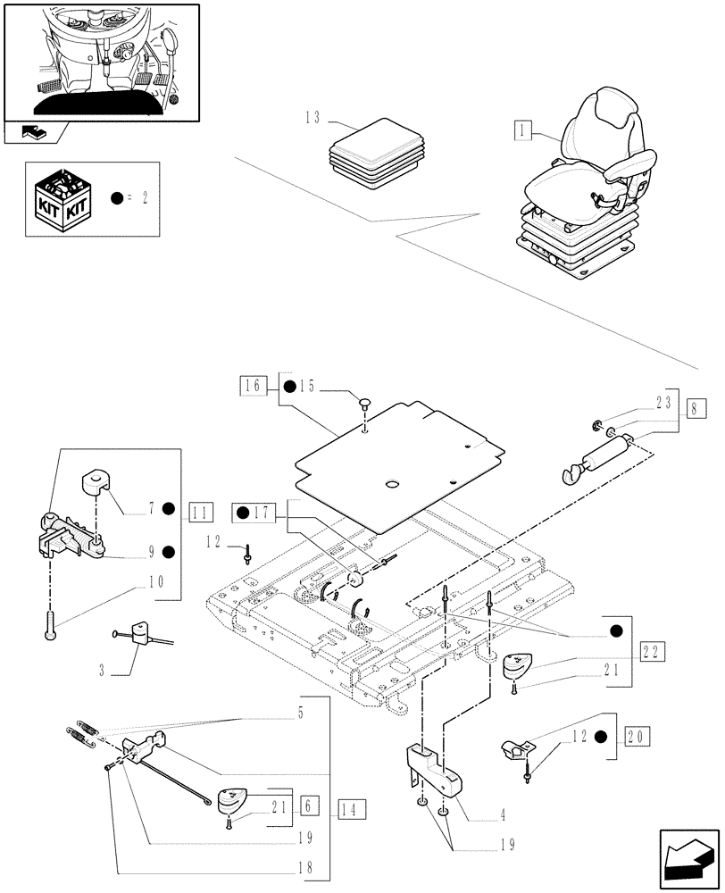 Схема запчастей Case IH PUMA 125 - (1.93.3/ A[04]) - "GRAMMER" DELUXE SEAT W/AIR SPRING, W/BELTS AND W/SWITCH - BREAKDOWN (10) - OPERATORS PLATFORM/CAB