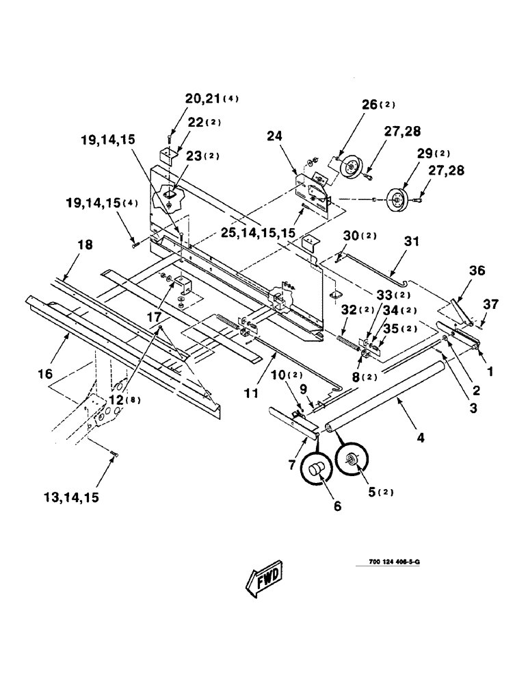 Схема запчастей Case IH 8830 - (6-06) - DRAPER FRAME ASSEMBLY, LEFT, SERIAL NUMBER CFH0030455 AND LATER, 15 FOOT ONLY (58) - ATTACHMENTS/HEADERS