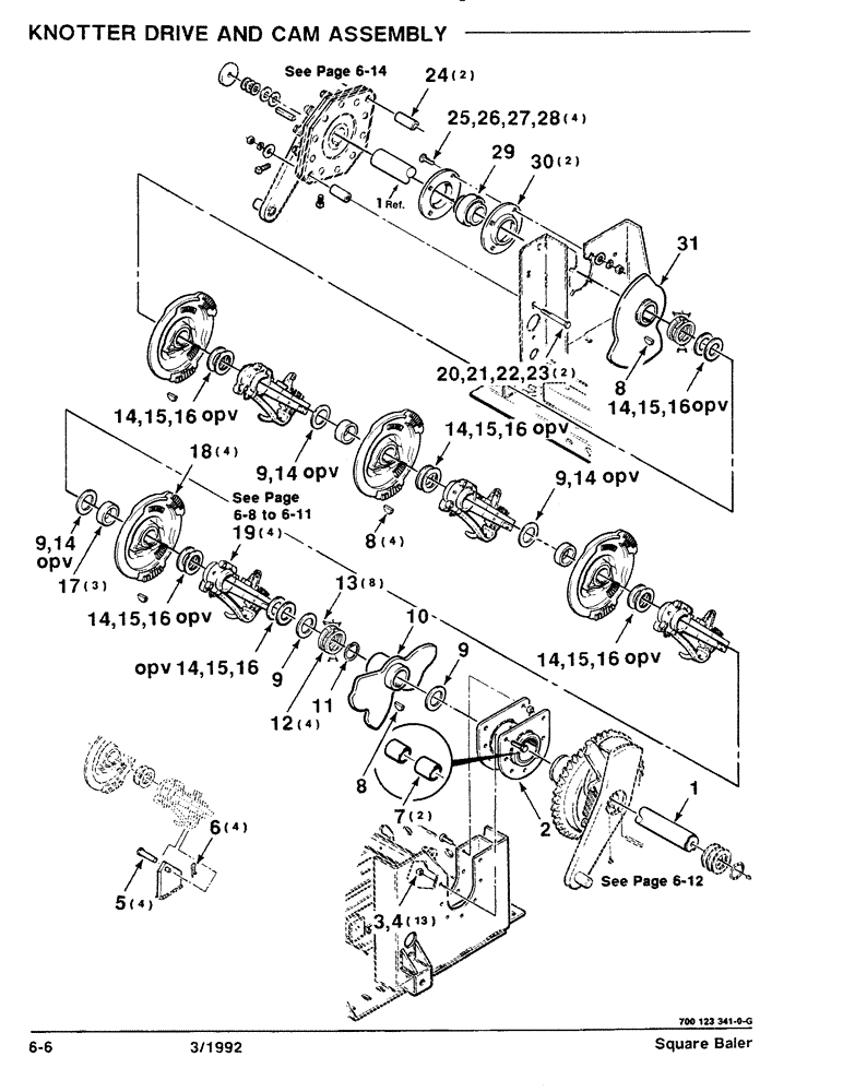 Схема запчастей Case IH 8570 - (6-06) - KNOTTER DRIVE AND CAM ASSEMBLY (14) - BALE CHAMBER