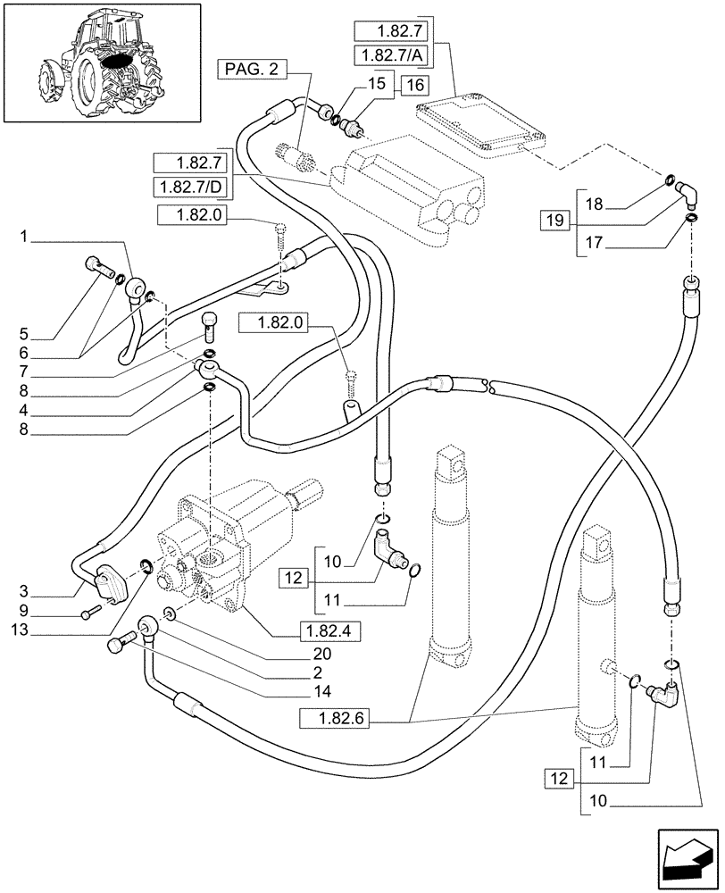 Схема запчастей Case IH MXU100 - (1.82.1/13[01]) - (VAR.009-013) 3/4 REMOTES FOR CCLS PUMP FOR MDC - LIFTER LINES (07) - HYDRAULIC SYSTEM