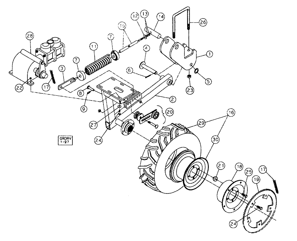 Схема запчастей Case IH 5300 - (75.200.16) - TOOL BAR MOUNTED GROUND DRIVE (09) - CHASSIS/ATTACHMENTS