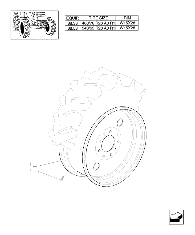 Схема запчастей Case IH MXM140 - (82.00[15]) - 4WD DRIVING WHEELS (11) - WHEELS/TRACKS
