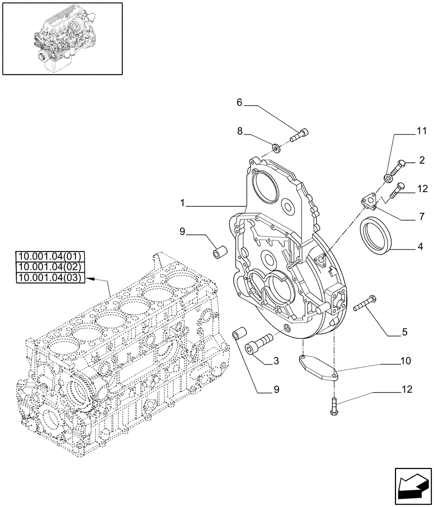 Схема запчастей Case IH 8120 - (10.103.04[02]) - FLYWHEEL CASE - 8120/8120(LA) (10) - ENGINE