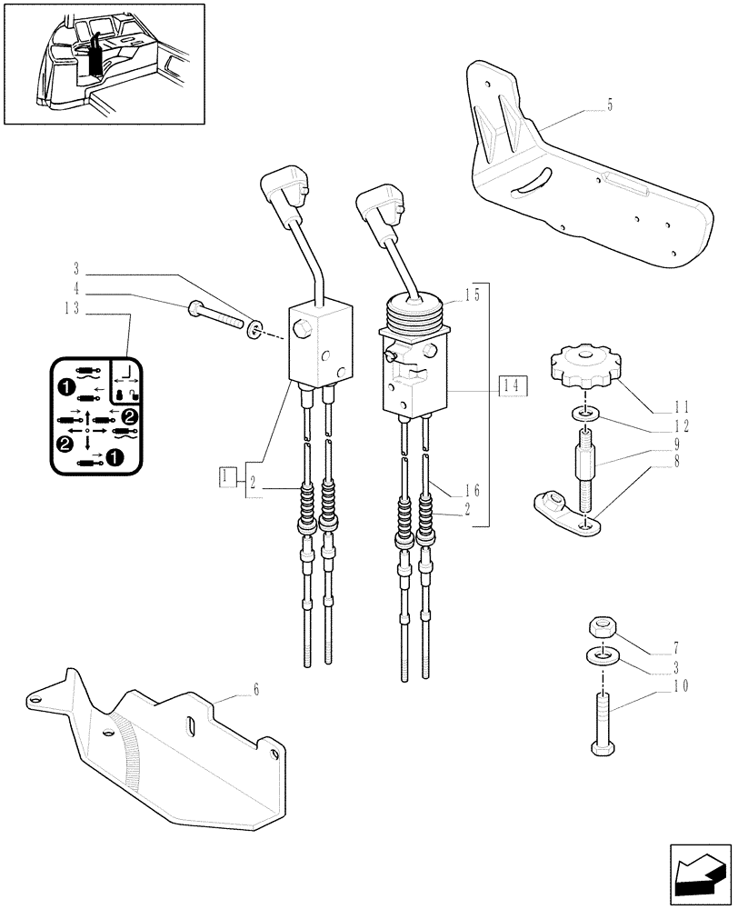 Схема запчастей Case IH MXU110 - (1.96.2/13[01]) - (VAR.381) MECHANICAL JOYSTICK GOVERNING 2 CONTROL VALVES (EDC) - C5875 (10) - OPERATORS PLATFORM/CAB