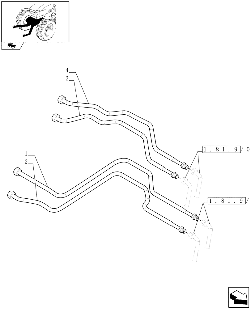 Схема запчастей Case IH PUMA 210 - (1.81.9/03[03A]) - (VAR.090) FRONT HPL FOR MID MOUNT REMOTES LESS PTO, WITH AUX. COUPLERS - PIPES - D6726 (07) - HYDRAULIC SYSTEM