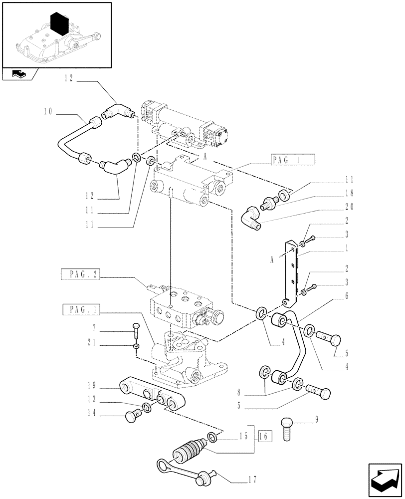 Схема запчастей Case IH FARMALL 95C - (1.82.7/01[03]) - 1 REAR REMOTE VALVES FOR MID-MOUNT AND EDC - PIPES (07) - HYDRAULIC SYSTEM