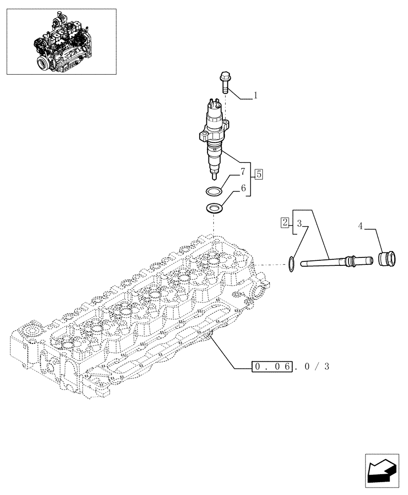 Схема запчастей Case IH MXU125 - (0.14.0/03[02]) - INJECTION EQUIPMENT - INJECTOR (01) - ENGINE