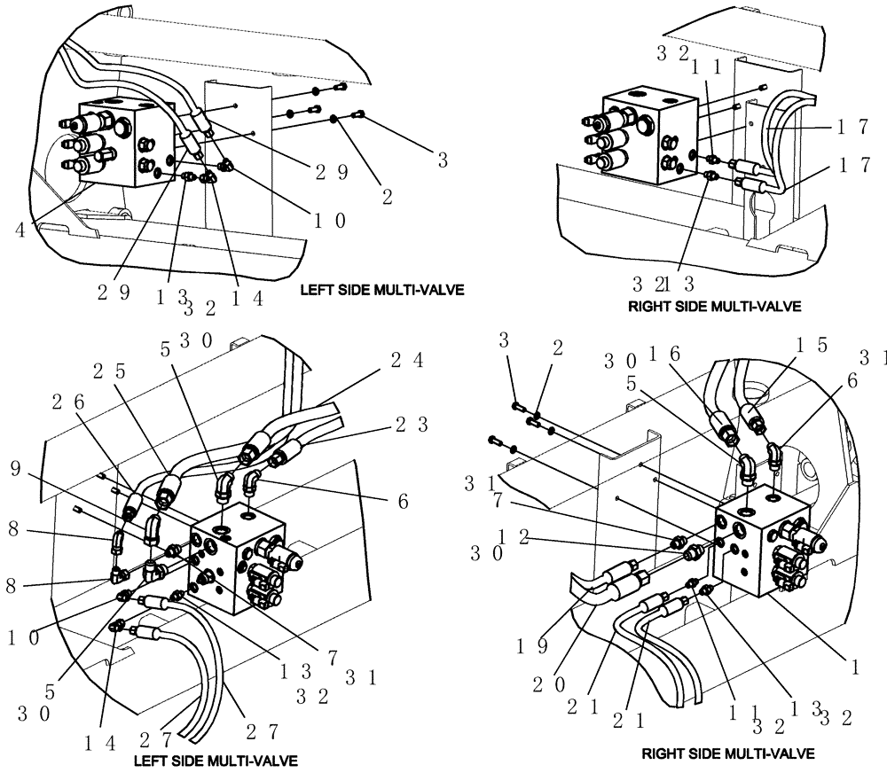 Схема запчастей Case IH 1200PT - (A.10.A[46]) - LAYOUT MULTI-VALVES MOUNTING 12/23 ROW (BSN CBJ026002) A - Distribution Systems