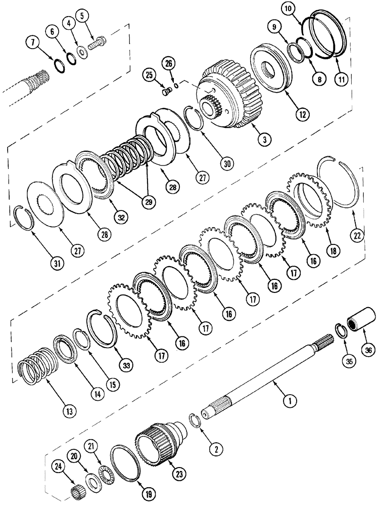 Схема запчастей Case IH MX170 - (06-27) - P.T.O. CLUTCH AND DRIVE (21) - TRANSMISSION