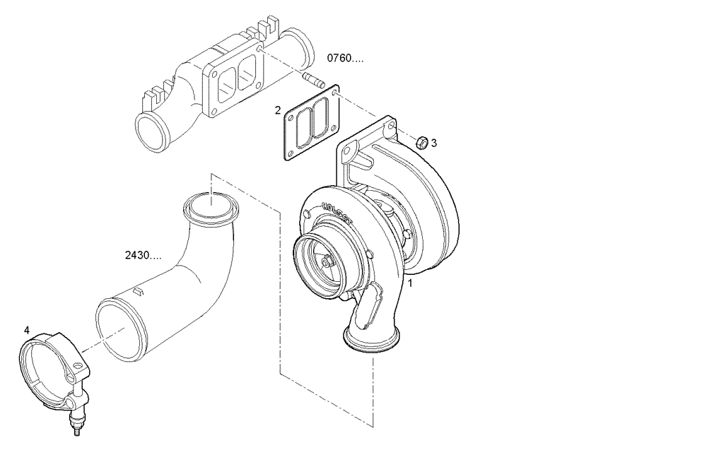 Схема запчастей Case IH F2CE9684E E015 - (2400.261) - TURBOCHARGER 