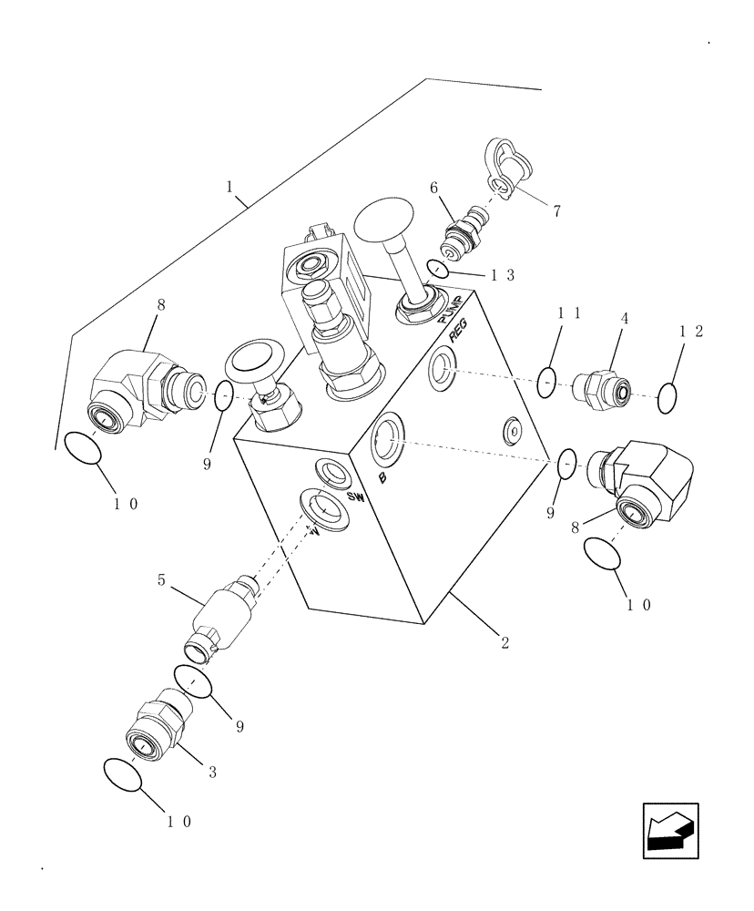 Схема запчастей Case IH 7010 - (33.202.18[01]) - VALVE, HYDRAULIC - PARK / TOW - PRIOR TO PIN HAJ202001 - 7010/8010 (33) - BRAKES & CONTROLS