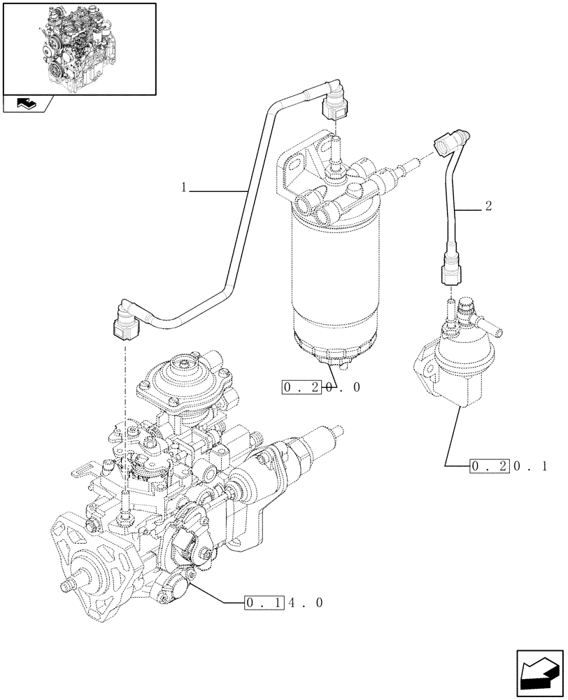 Схема запчастей Case IH FARMALL 65C - (0.20.3) - PIPING - FUEL (01) - ENGINE