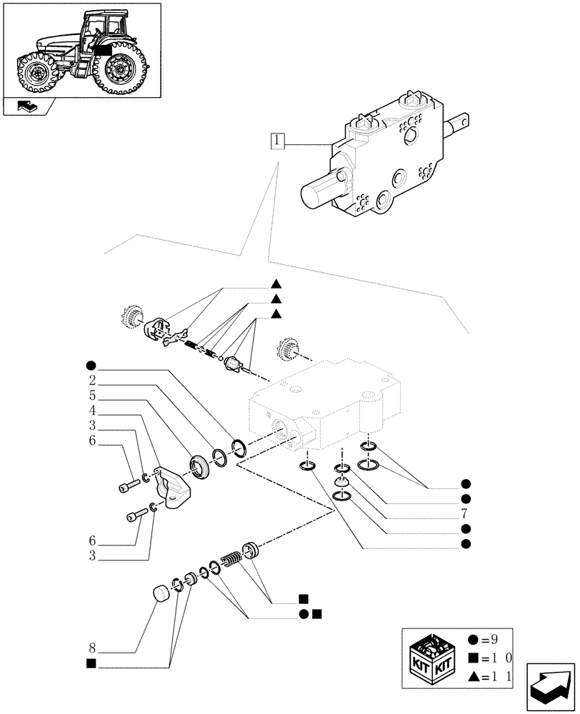 Схема запчастей Case IH FARMALL 95U - (1.82.7/05C[02]) - DIRECTIONAL CONTROL VALUE (BOSCH) - BREAKDOWN - C6083 (07) - HYDRAULIC SYSTEM