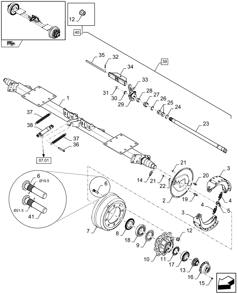 Схема запчастей Case IH LB433R - (05.05[01]) - SINGLE AXLE, HYDRAULIC BRAKE (05) - AXLE