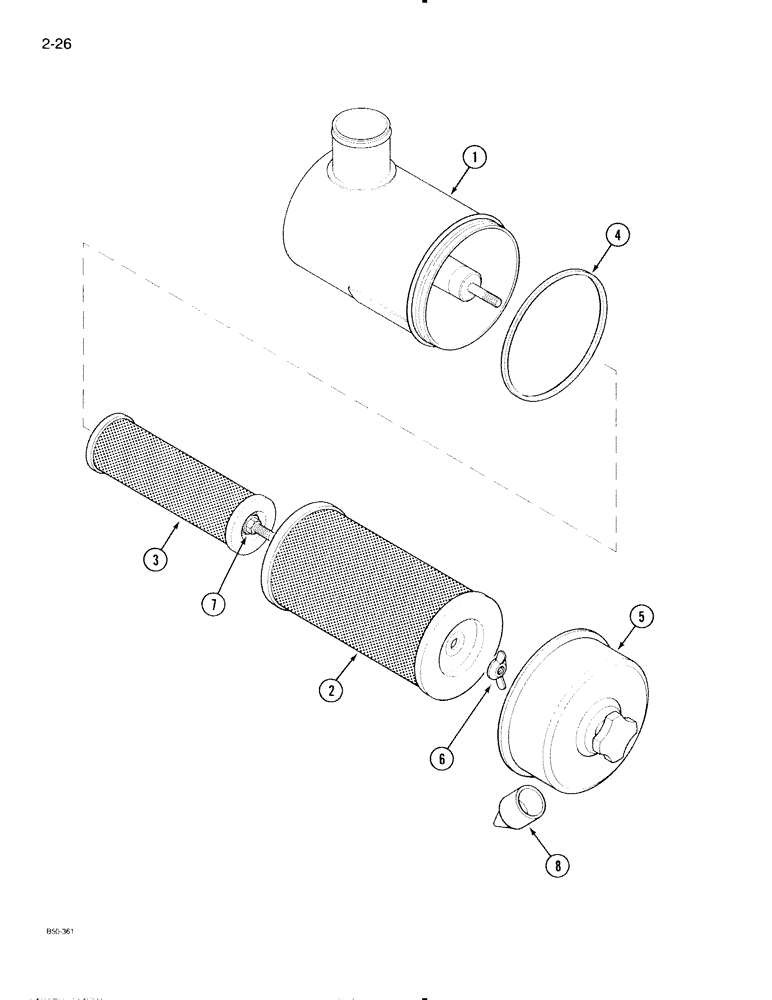 Схема запчастей Case IH 595 - (2-26) - AIR CLEANER, COOPERS, WITH SAFETY ELEMENT, NO. SK-15235 (02) - ENGINE