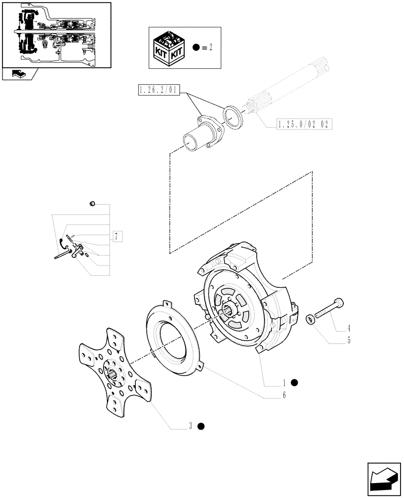 Схема запчастей Case IH FARMALL 80 - (1.25.0/02[01]) - POWER SHUTTLE E SERVO PTO FOR DIFF. LOCK - CLUTCH (VAR.330120-331120) (03) - TRANSMISSION