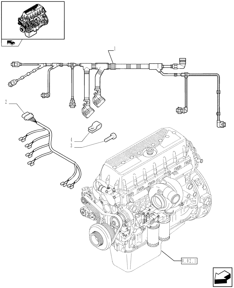 Схема запчастей Case IH F3CE0684A E001 - (0.17.3) - CONNECTIONS CABLE FOR ENGINE INJECTION (504228981) 