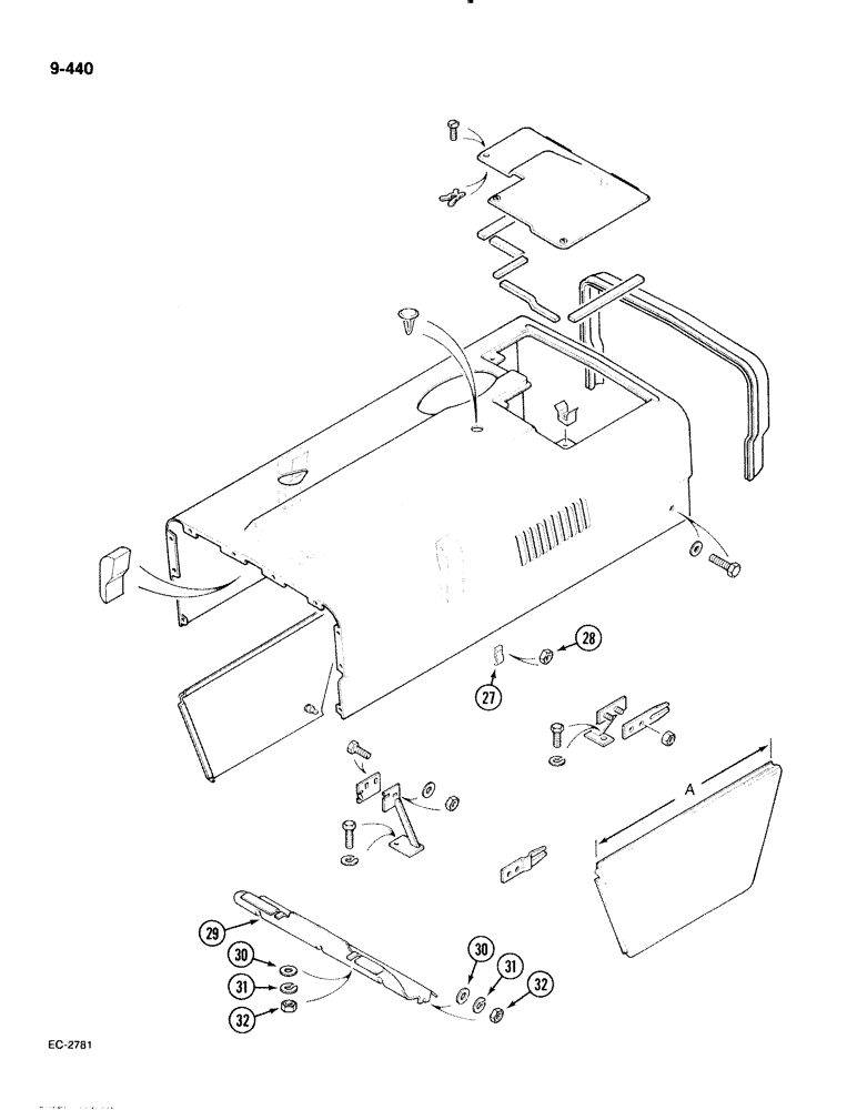 Схема запчастей Case IH 885 - (9-440) - HOOD AND SIDE PANELS, WITH CAB (CONTD) (09) - CHASSIS/ATTACHMENTS