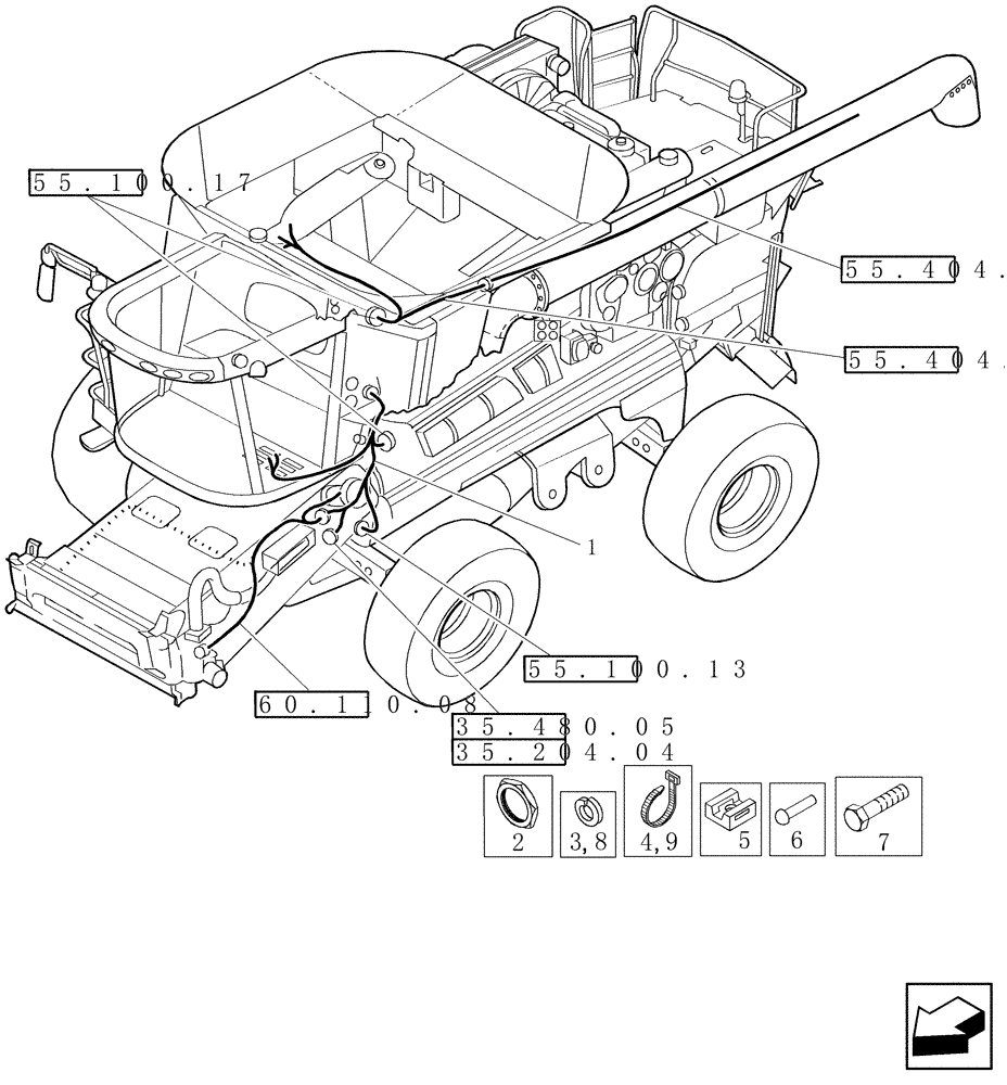 Схема запчастей Case IH 8120 - (55.100.22) - WIRE HARNESS, THRESHING FRAME (55) - ELECTRICAL SYSTEMS