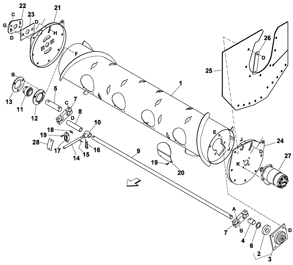 Схема запчастей Case IH 1042 - (09-31) - COMBINE ADAPTER RETRACTING TINE DRUM ASN CCC0010467 