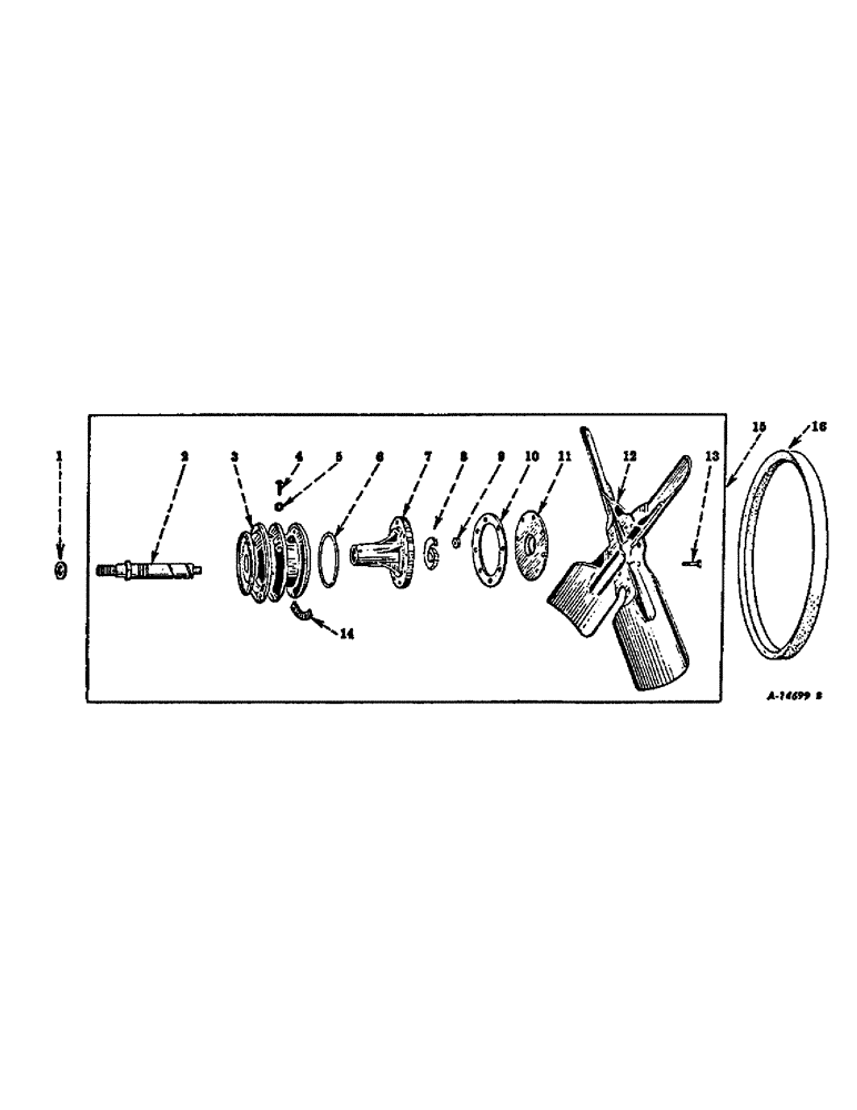 Схема запчастей Case IH FARMALL CUB - (12-05) - POWER, C-60 ENGINE, FAN ASSY AND FAN BELT, FAN ASSY WITH SHEET METAL PULLEYS Power