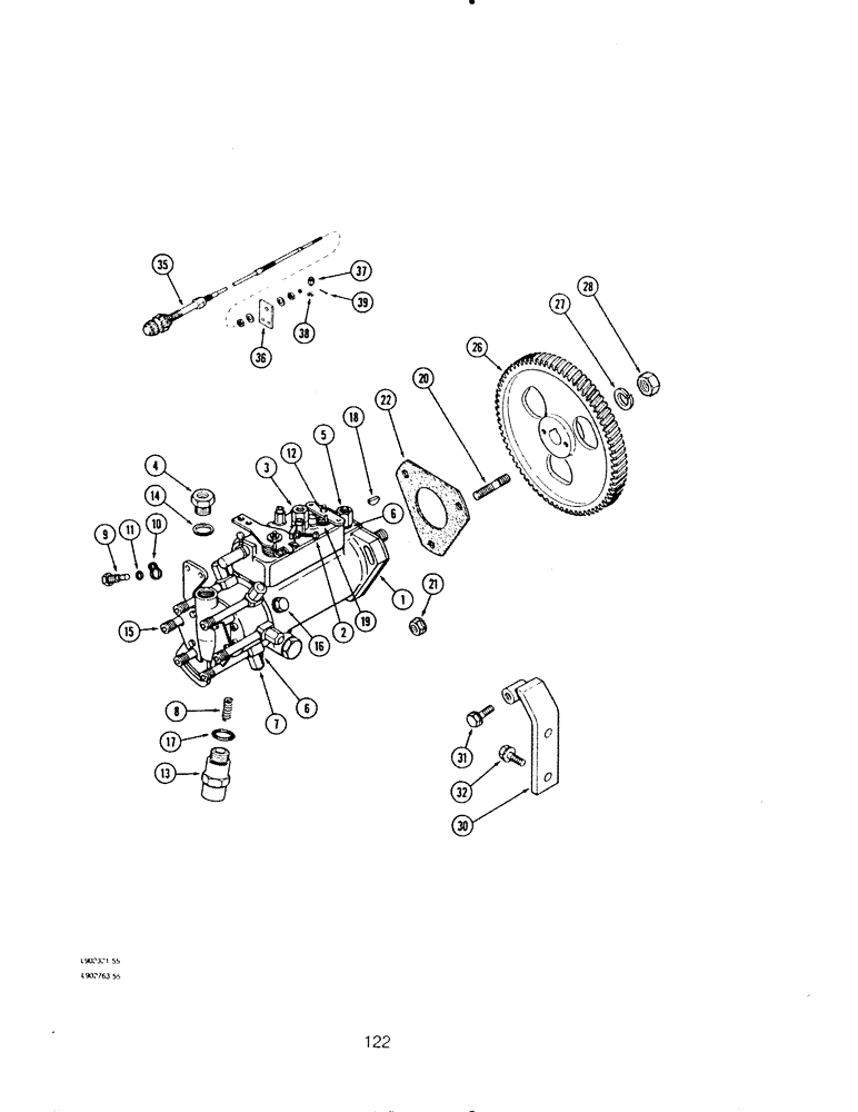 Схема запчастей Case IH 6590 - (122) - FUEL INJECTION PUMP AND DRIVE, 6-590 ENGINE 