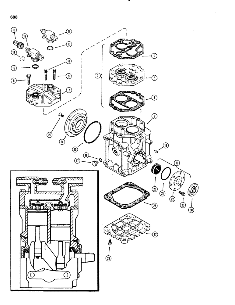 Схема запчастей Case IH 1070 - (0698) - YORK COMPRESSOR (09) - CHASSIS/ATTACHMENTS