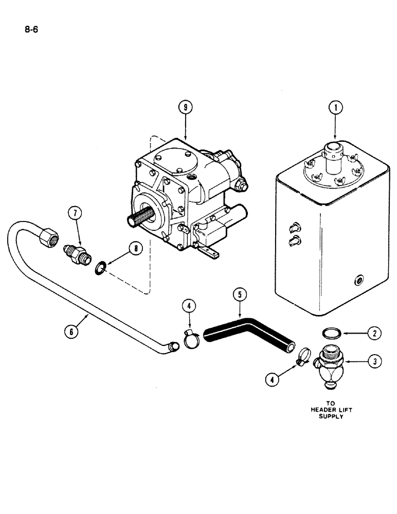 Схема запчастей Case IH 1620 - (8-006) - HYDROSTATIC PUMP SUPPLY CIRCUIT (07) - HYDRAULICS